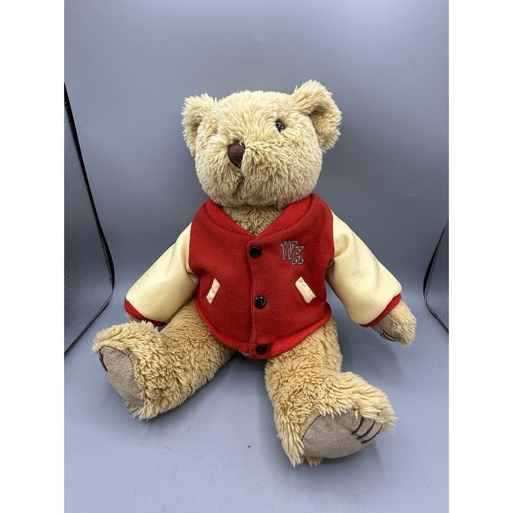 Hometown Products Teddy Bear Plush Red WH Varsity Jacket 16” Stuffed Animal